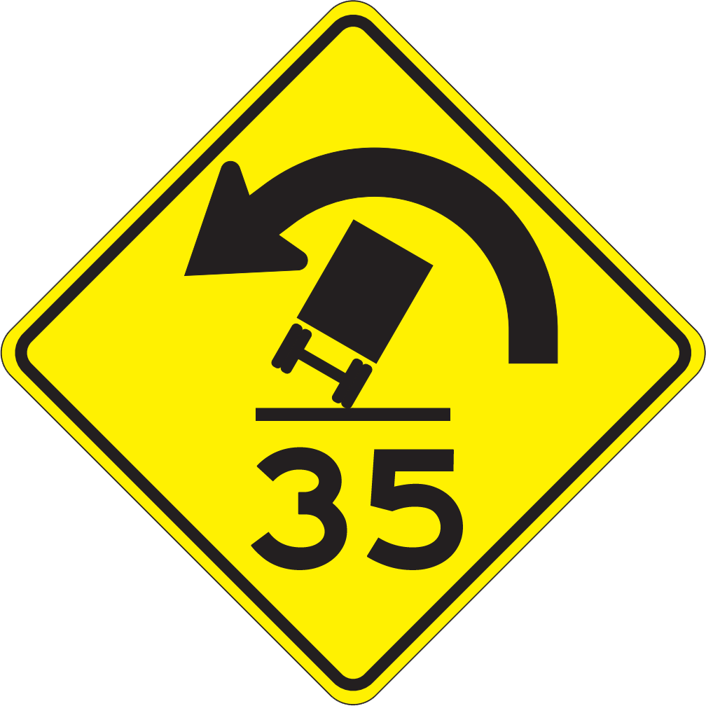 Truck Tilting Curve Signs With Numbers